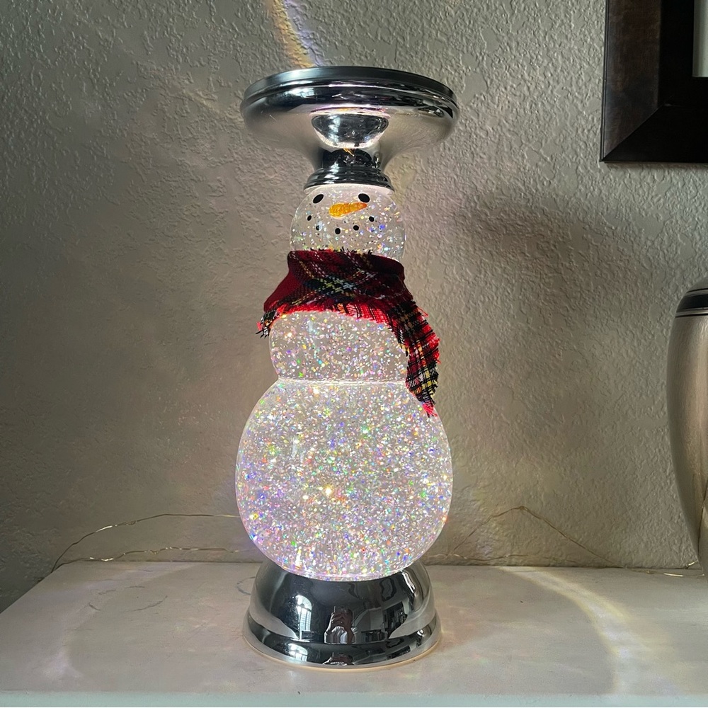 Glittering Snowman Holiday Decor with Scarf